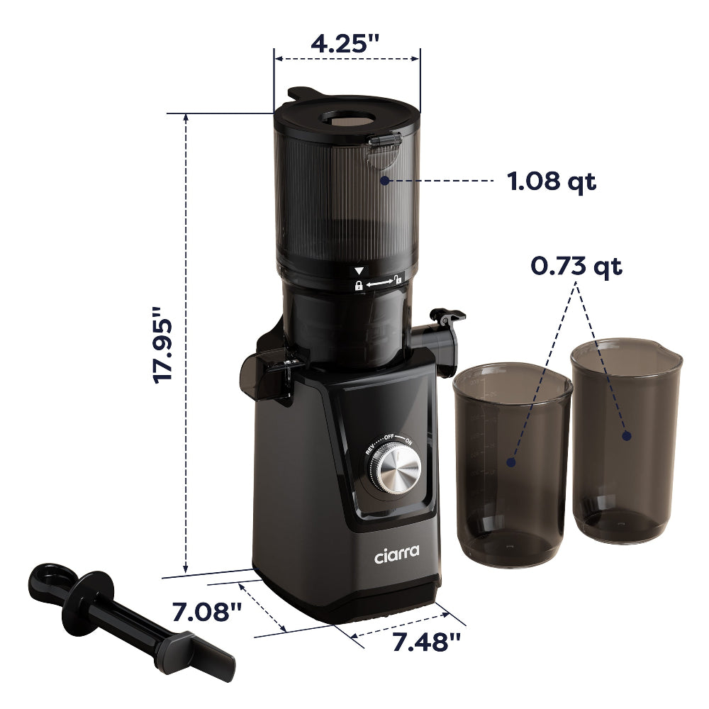Gadgets High Yield Slow Juicer, 200W Cold Press Juicer Machine with 4.3" Large Feed Chute for Whole Fruits & Vegetables