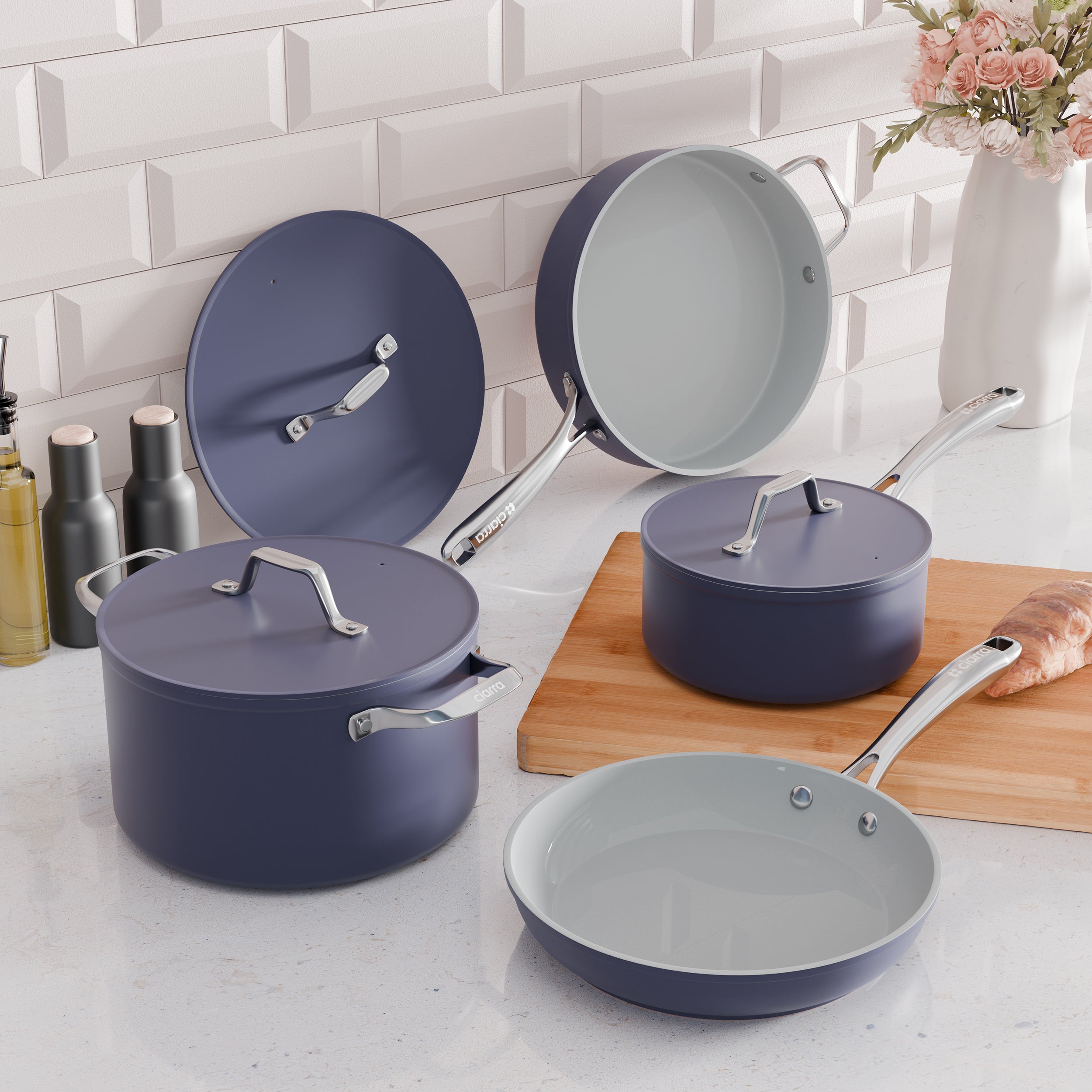 Gadgets FamilyCook Set: 60cm Black 4-Zone Built-In Ceramic Hob & Cookware Set (4‑Piece), 6000W Electric Cooktop – Touch Control, 9 Power Levels, 99-Minute Timer, Auto Shut-Off, Child Lock, Nonstick Non-Toxic Cookware, Safe & Easy to Clean