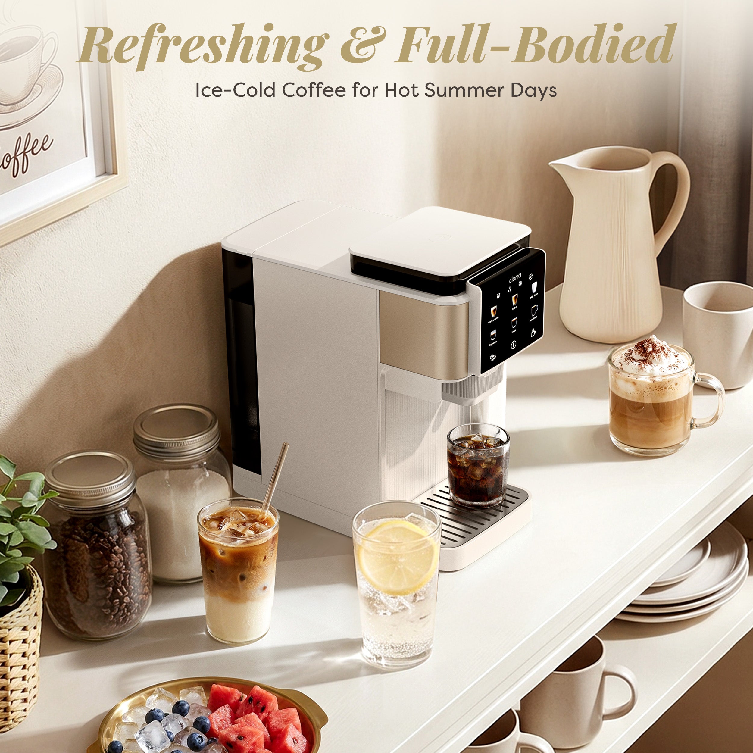 Gadgets Compact Semi Automatic Espresso Machine with Grinder & Auto Milk Frother for Small Kitchens