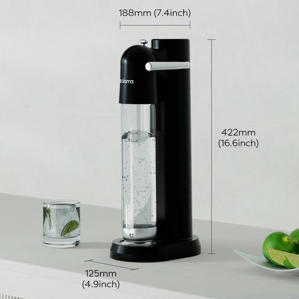 Gadgets เครื่องทำโซดา แบบพกพา เครื่องทำน้ำแร่และน้ำอัดลม มาพร้อมขวด PET ขนาด 1 ลิตร ปลอดสาร BPA แบบใช้ซ้ำได้ 2 ขวด