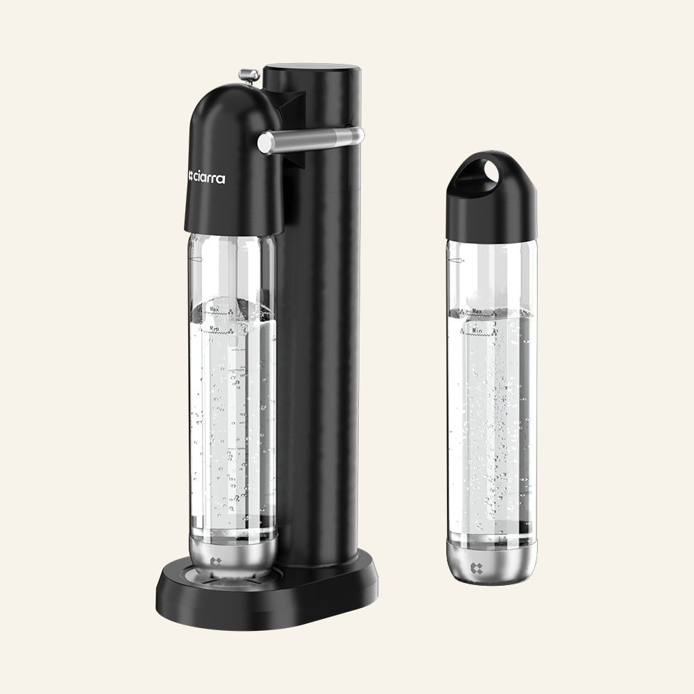 Gadgets เครื่องทำโซดา แบบพกพา เครื่องทำน้ำแร่และน้ำอัดลม มาพร้อมขวด PET ขนาด 1 ลิตร ปลอดสาร BPA แบบใช้ซ้ำได้ 2 ขวด