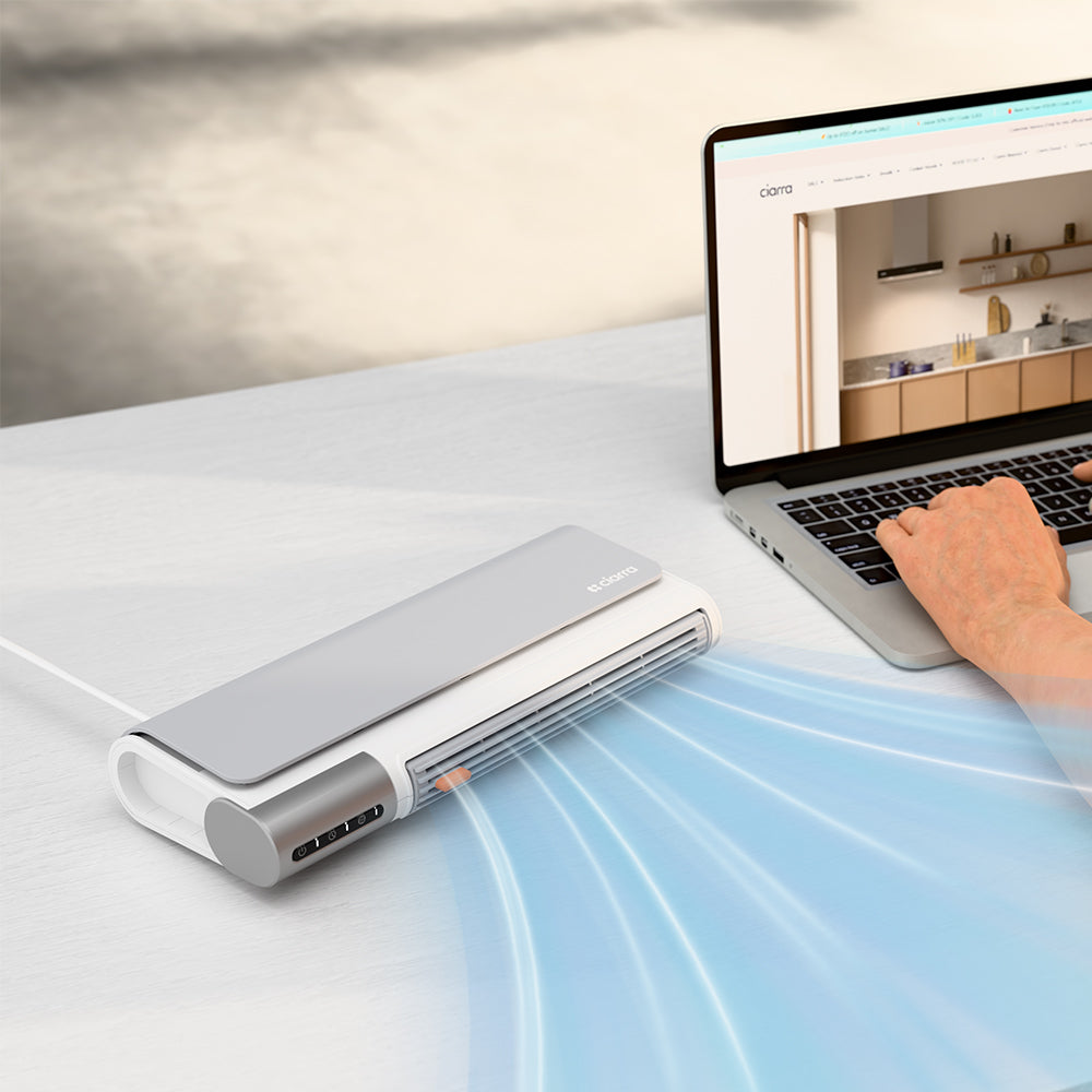 Gadgets Heater Fan Combo, Small Heater Ceramic Heater 3-Speed Fan Heater Combo with 4 Installation Modes: Desktop/Under-Desk/Wall/Standing, Portable Heater Fan Energy-Efficient & Space-Saving for Home & Office