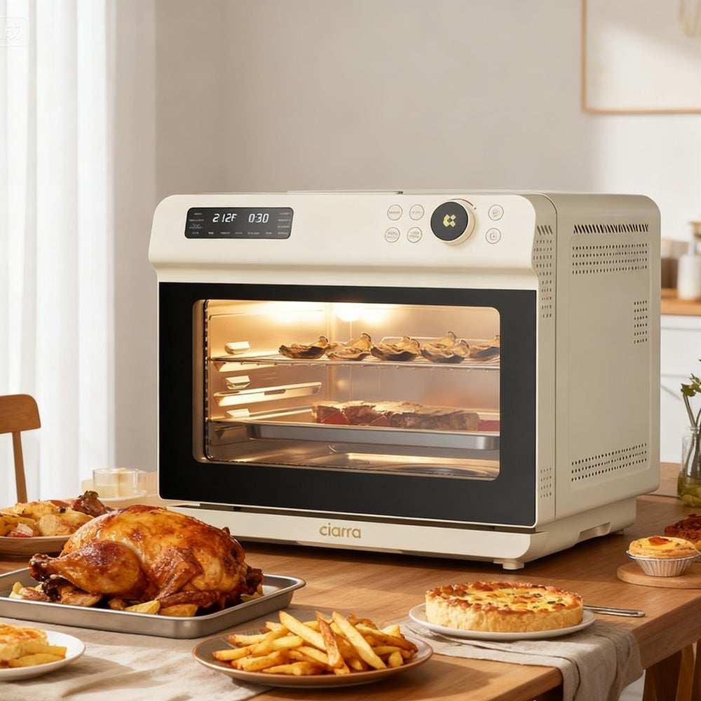 Gadgets 12-in-1 Convection Ovens Multifunctional Steam & Air Fryer Countertop Oven, 25.4QT Large-Capacity 1600W Steam Oven with Smart Timing & Precision Cooking