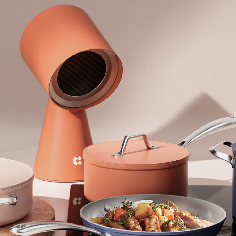 Gadgets Portable kitchen Air Cleaner, Portable Range Hood with Triple Filtration and 2-Speed Exhaust Fan - Orangina