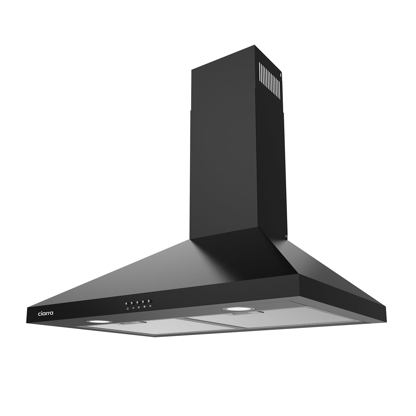 Gadgets 30 Inch Wall Mount Range Hood, 450 CFM Powerful & Quiet Ventilation, Convertible Ducted/Ductless, Push Button Control, Stainless Steel Kitchen Hood - Black