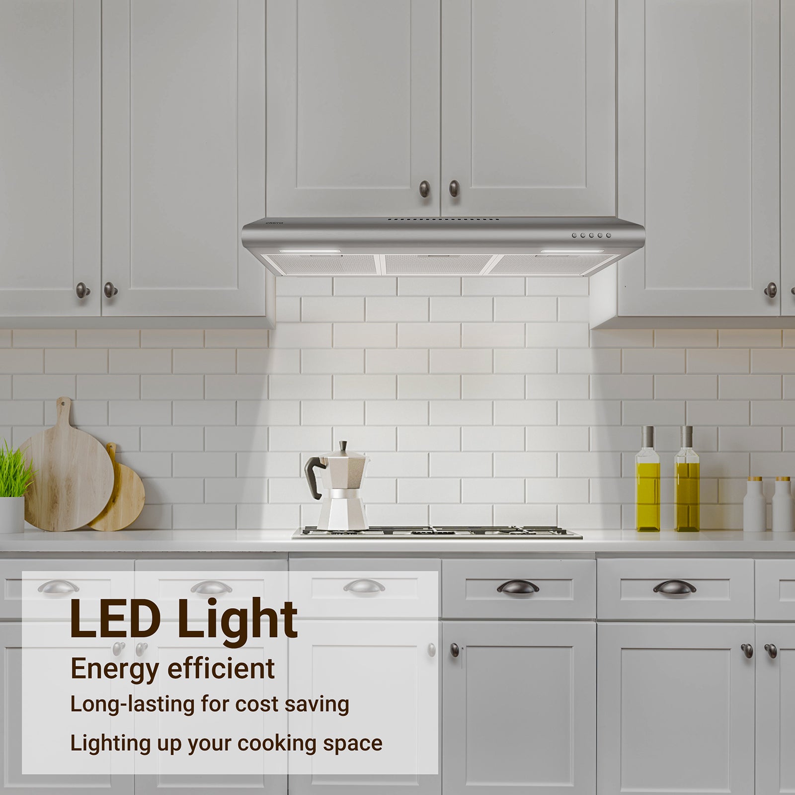 Gadgets 30 Inch Under Cabinet Range Hood, Stainless Steel Kitchen Vent Hood with 3-Speed Exhaust Fan, Ducted/Ductless Convertible - Silver