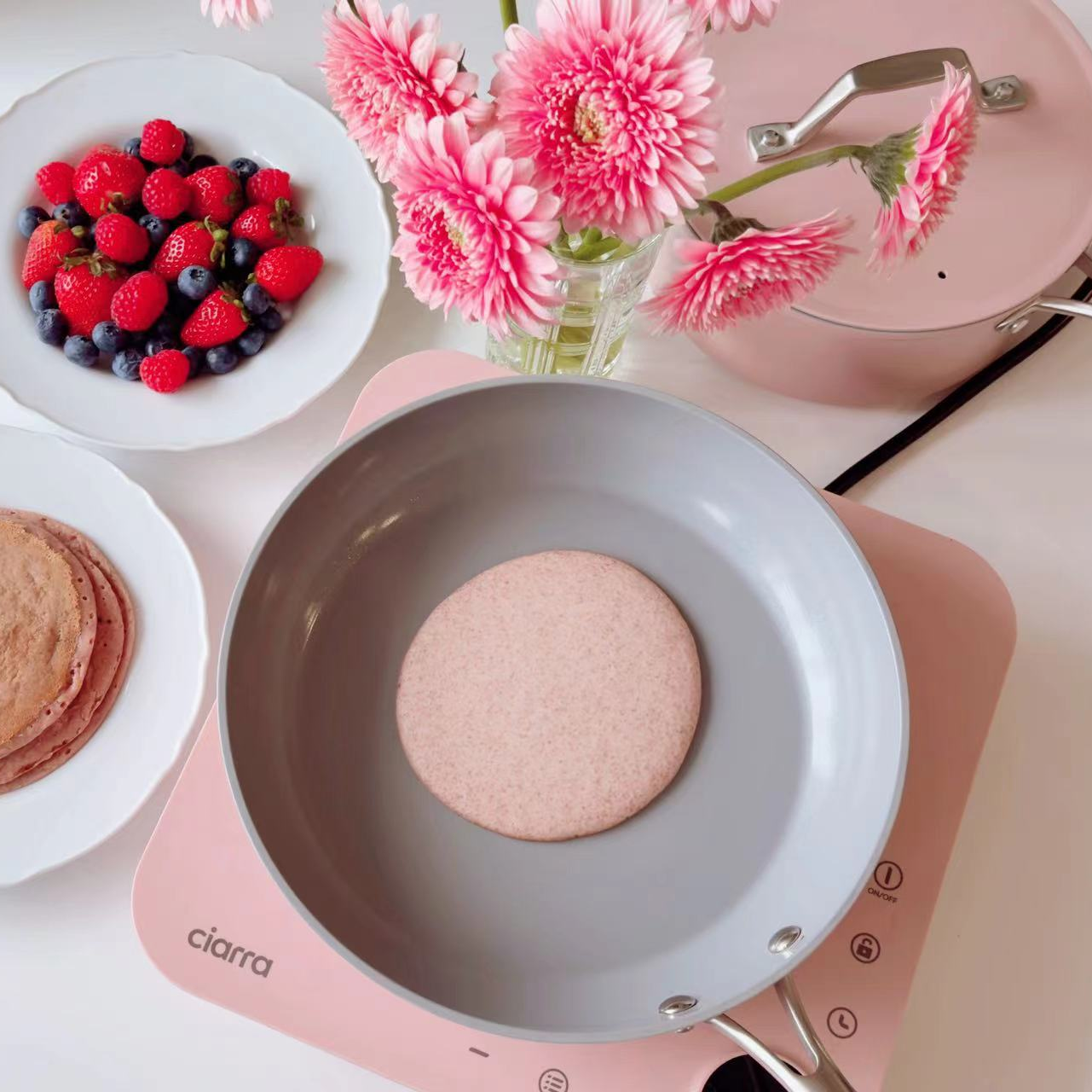 Gadgets Donut Pink Appliances Portable Induction Cooktop, Single Electric Induction Burner with 4-Hour Timer - Sakura Candy