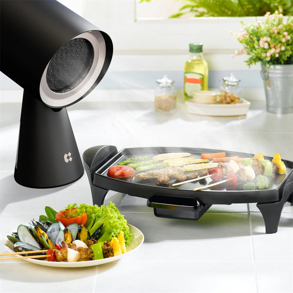 Gadgets เครื่องฟอกอากาศแบบพกพาสำหรับครัว ฮูดดูดควันแบบพกพาพร้อมระบบกรอง 3 ชั้นและพัดลมดูดอากาศ 2 ระดับ