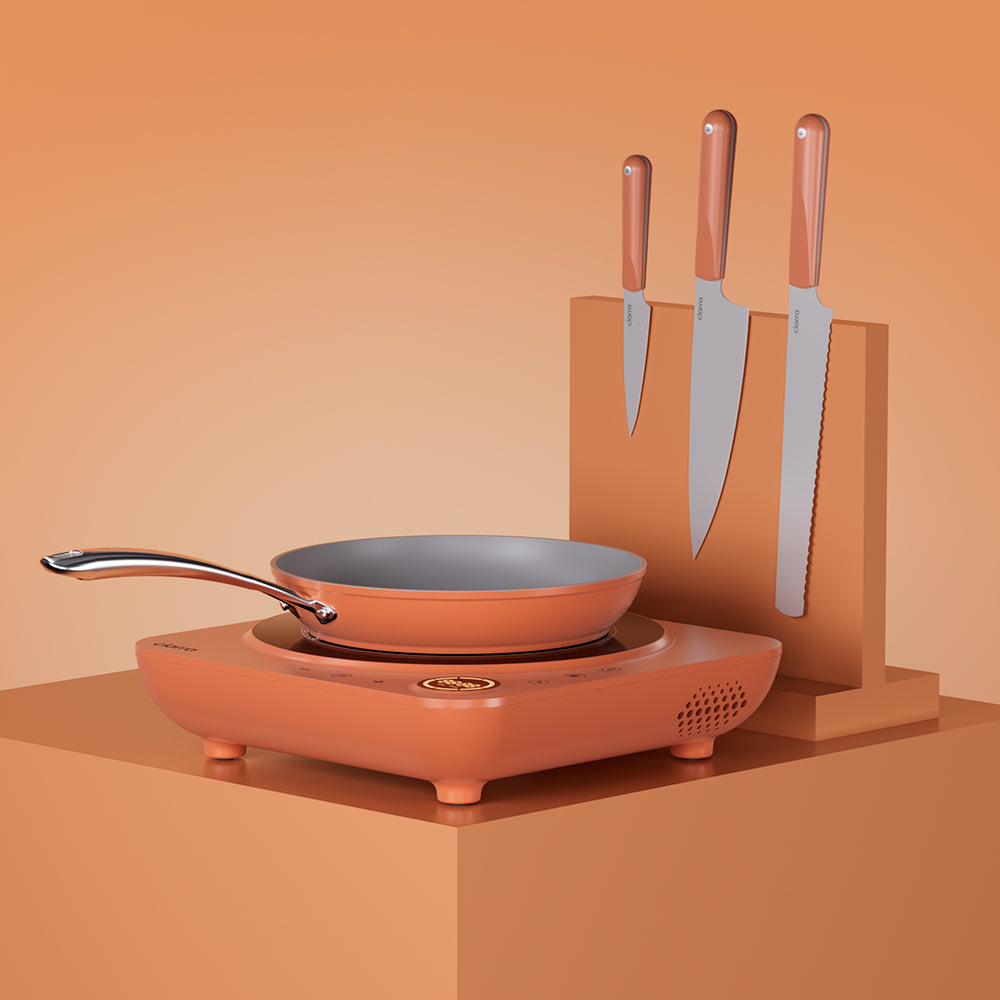Kitchen Cook Set: Donut Portable Induction Cooktop & 3-Piece Beyond Trio Knife Set & Frying Pan