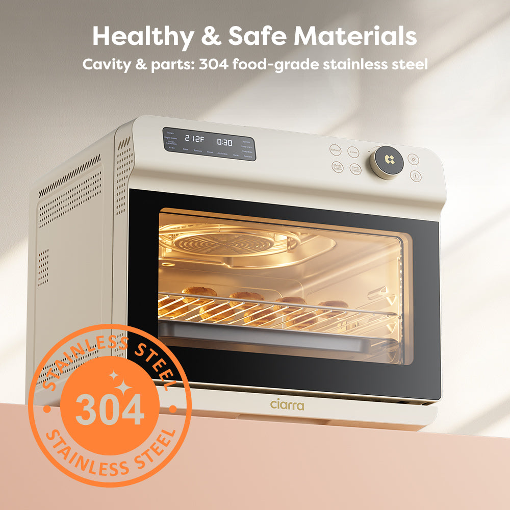 Gadgets 12-in-1 Multifunctional Steam & Air Fryer Countertop Oven, 25.4QT Large-Capacity 1600W Steam Oven with Smart Timing & Precision Cooking