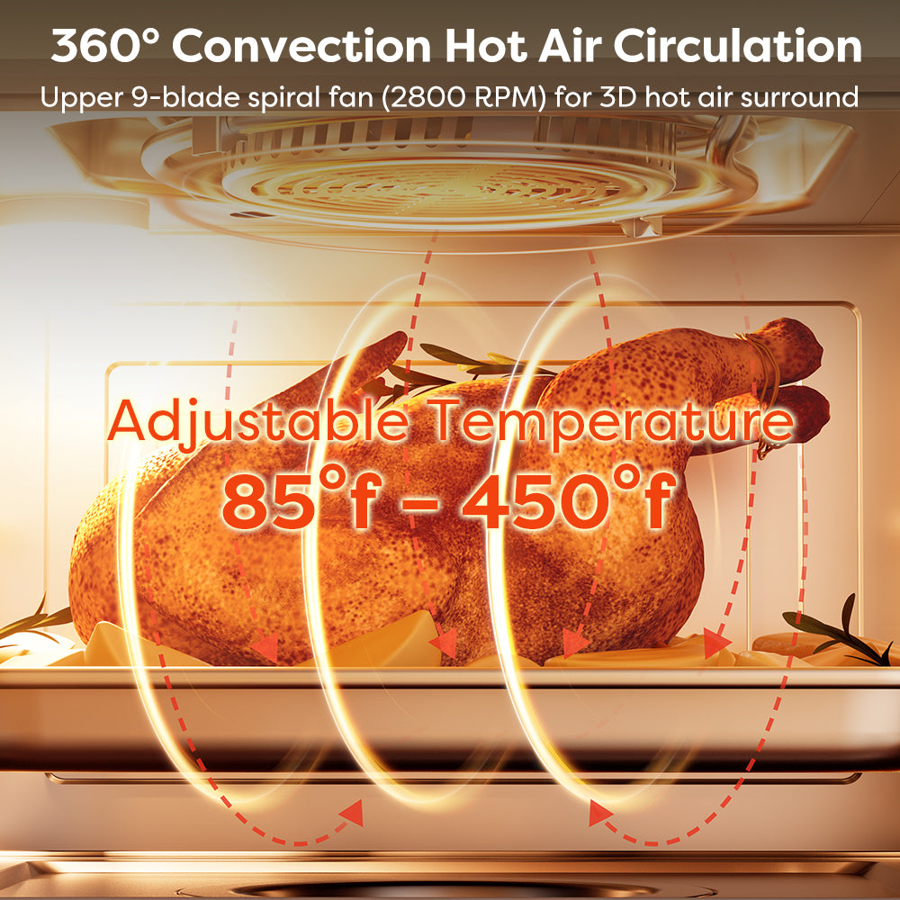 Gadgets Four à convection multifonction 12-en-1 avec vapeur et friteuse à air, four de comptoir 25,4QT grande capacité 1600W avec minuterie intelligente et cuisson précise