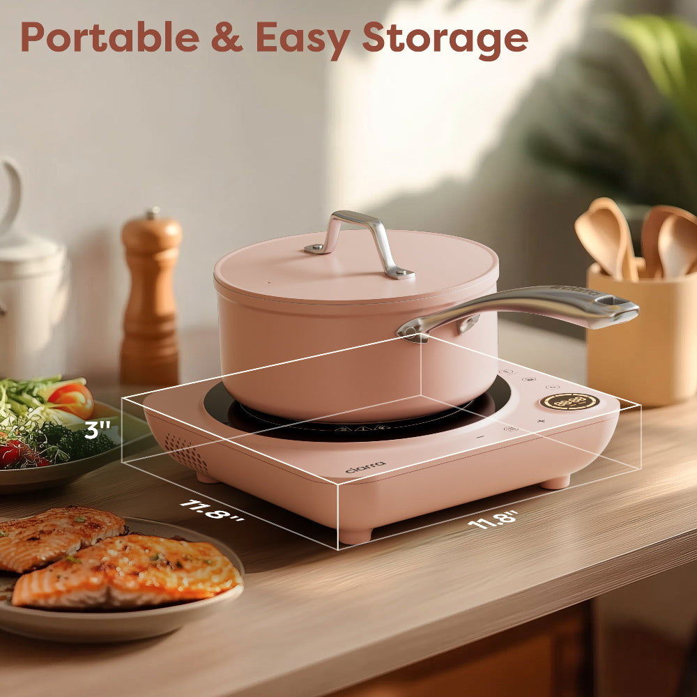 Gadgets Donut Pink Appliances Portable Induction Cooktop, Single Electric Induction Burner with 4-Hour Timer - Sakura Candy