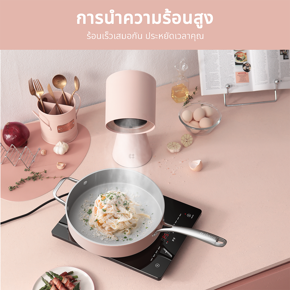 Gadgets กระทะก้นลึกเคลือบเซรามิก ขนาด 4.4 ควอร์ต ไม่ติดกระทะ ปลอดสารพิษ สำหรับทำอาหารในครัว