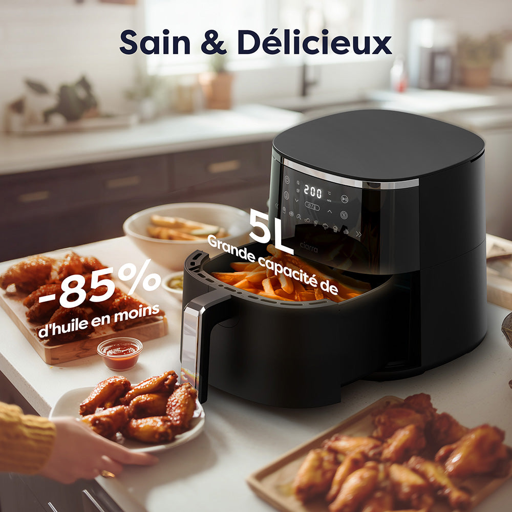 Gadgets 8-in-1 Air Fryer, 5.3 Qt Air Fryer with Nonstick and Dishwasher Safe Basket Low Fat Cooking, for Healthy & Crispy Fried Food