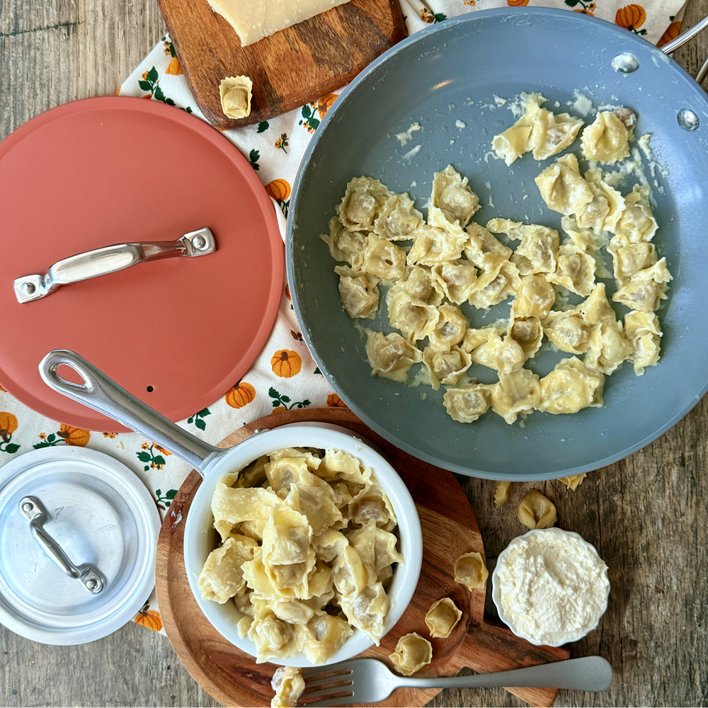 Gadgets Ceramic Nonstick Non-Toxic Mini Duo Cookware Set, Pans Set with Frying Pan and Sauce Pan for Healthy Cooking - Orangina