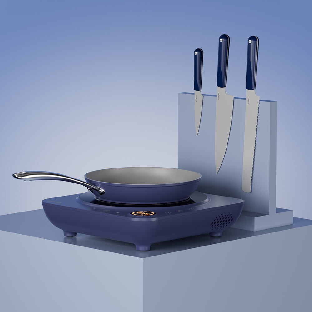 Kitchen Cook Set: Donut Portable Induction Cooktop 3-Piece Beyond Trio Knife Set Frying Pan