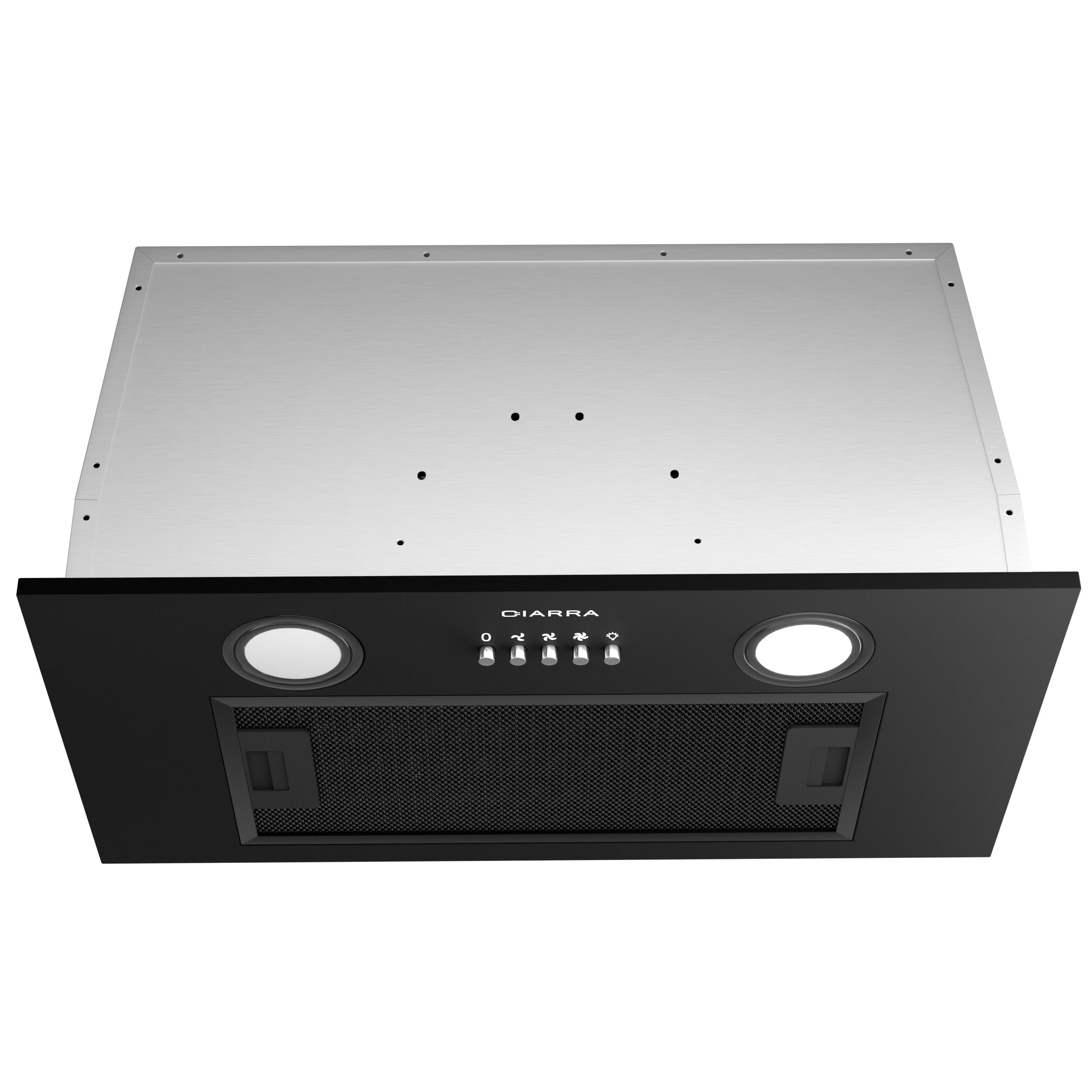 Gadgets 20 Inch Built-In Range Hood Insert, 650 CFM Ducted/Ductless Under Cabinet Vent Hood, Stainless Steel, 3-Speed Exhaust Fan, Push Button Control, LED Lighting - Black