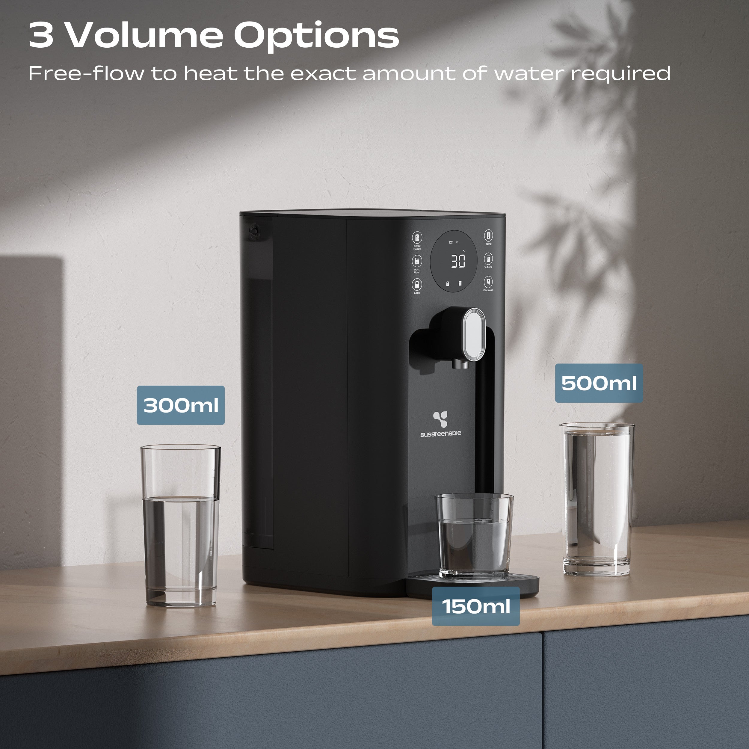 Ciarra x Susgreenable 5-in-1 RO Hot Water Dispenser with Smart LCD Display – Countertop Osmosis System, 3s Instant Heating, 4 Temperature Settings, 4.2L Tank & Eco-Friendly 2:1 Pure-to-Drain Efficiency