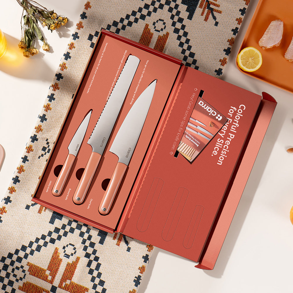 💝Free Gift – Get a 3-Piece Trio Knife Set (Bread Knife, Chef Knife, Paring Knife) when you spend over $188(One free gift per order. Not available for individual purchase)