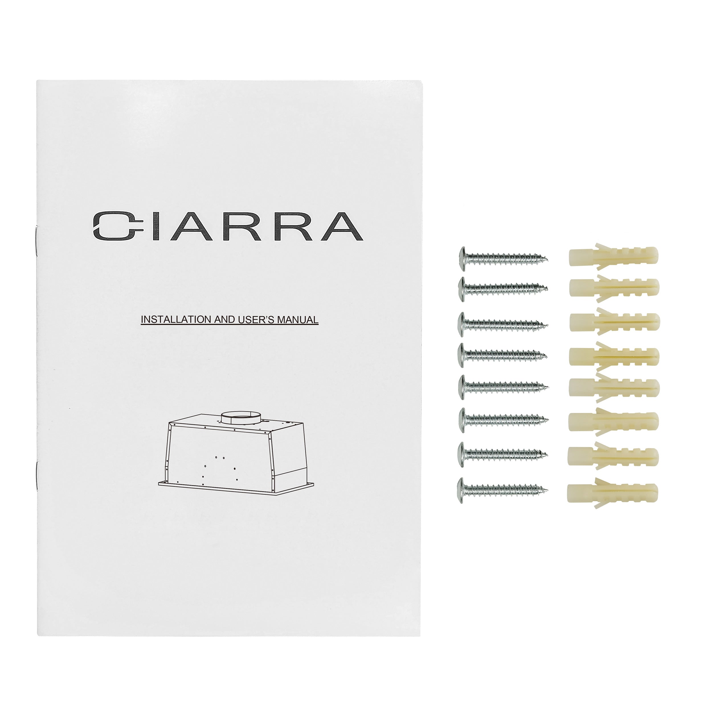 Gadgets 20 Inch Built-In Range Hood Insert, 650 CFM Ducted/Ductless Under Cabinet Vent Hood, Stainless Steel, 3-Speed Exhaust Fan, Push Button Control, LED Lighting - Black