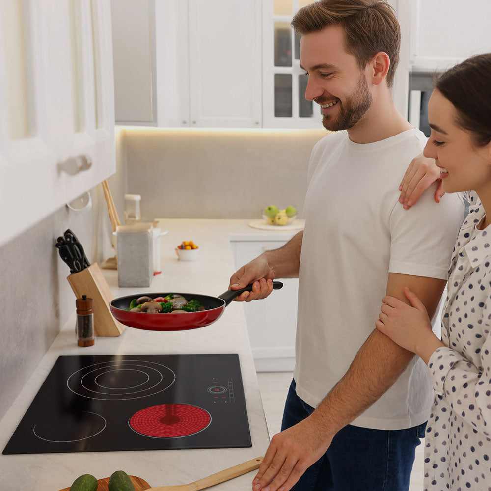 Gadgets HeartfulCook Set: 60cm 3-Zone Ceramic Hob & Cookware Duo (2‑Piece) / Cookware Set (4‑Piece), 5600W Electric Cooktop – Touch Control, 9 Power Levels, 99-Minute Timer, Auto Shut-Off, Child Lock, Nonstick Non-Toxic Cookware, Safe & Easy to Clean