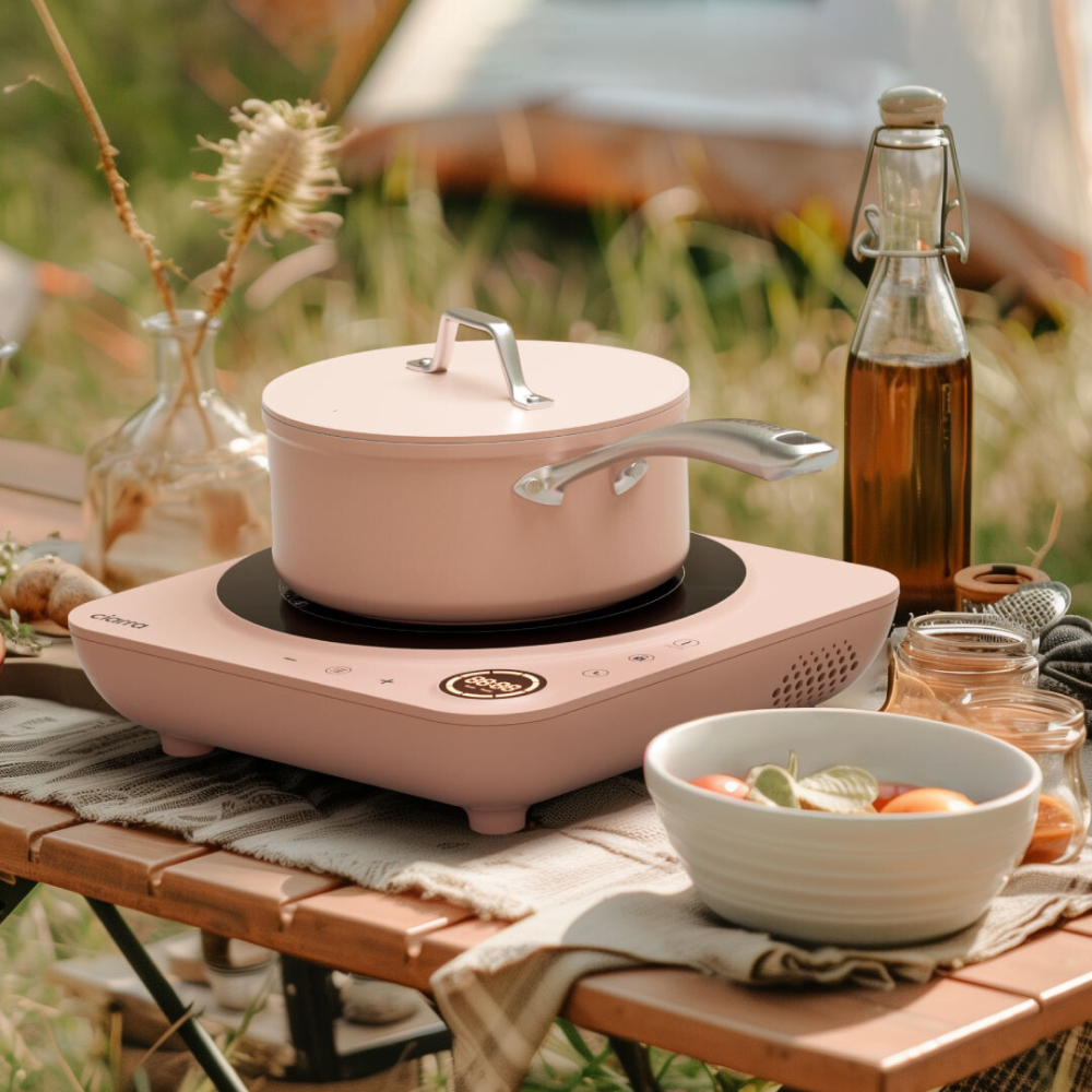 Gadgets Donut Pink Appliances Portable Induction Cooktop, Single Electric Induction Burner with 4-Hour Timer - Sakura Candy