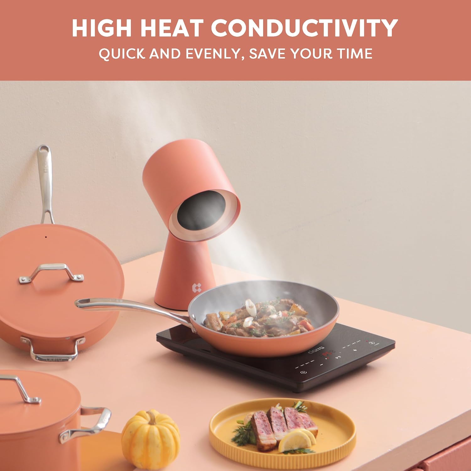 Gadgets Portable kitchen Air Cleaner, Portable Range Hood with Triple Filtration and 2-Speed Exhaust Fan - Orangina