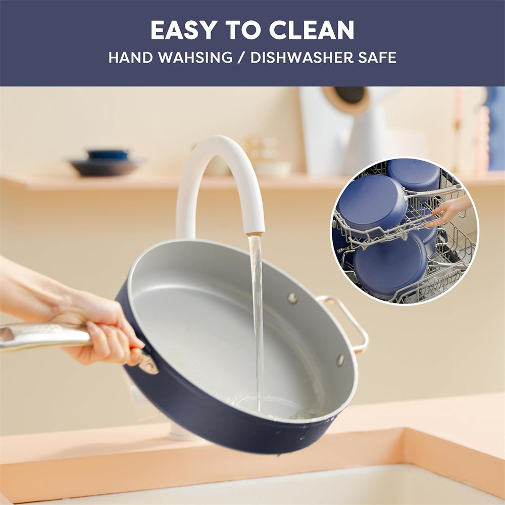 Gadgets Ceramic Nonstick Non-Toxic 4.4 QT Sauté Pan, Kitchen Cooking Pan - Midnight Dream
