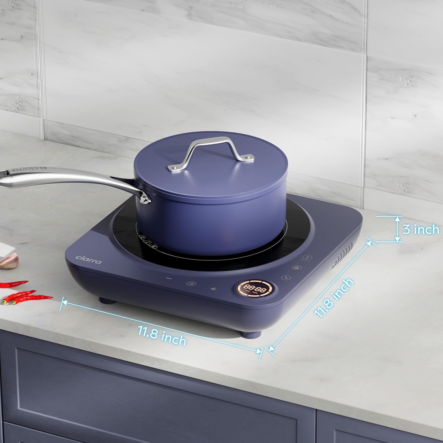 Gadgets Ceramic Nonstick Non-Toxic Sauce Pan, PTFE & PFOA Free Cookware - Midnight Dream