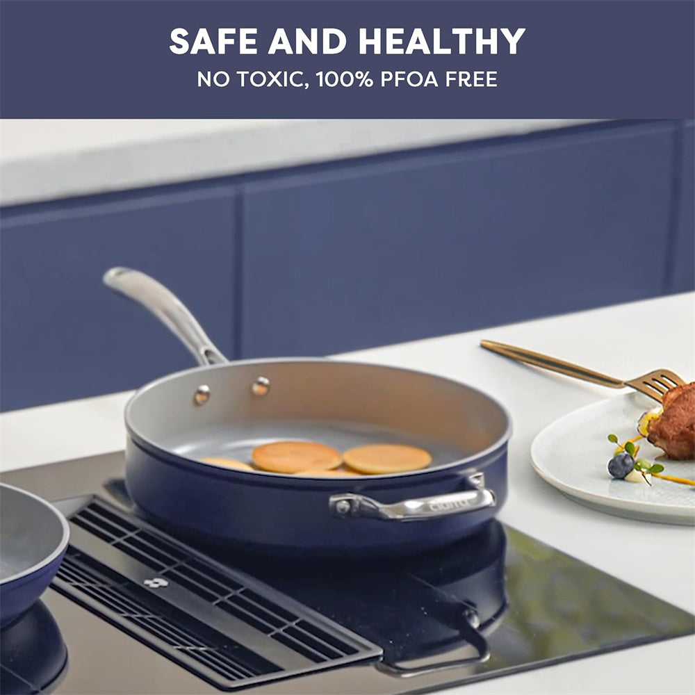 Gadgets Ceramic Nonstick Non-Toxic 4.4 QT Sauté Pan, Kitchen Cooking Pan - Midnight Dream