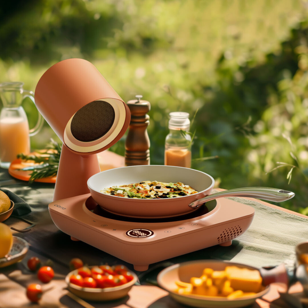 Gadgets Portable kitchen Air Cleaner, Portable Range Hood with Triple Filtration and 2-Speed Exhaust Fan - Orangina