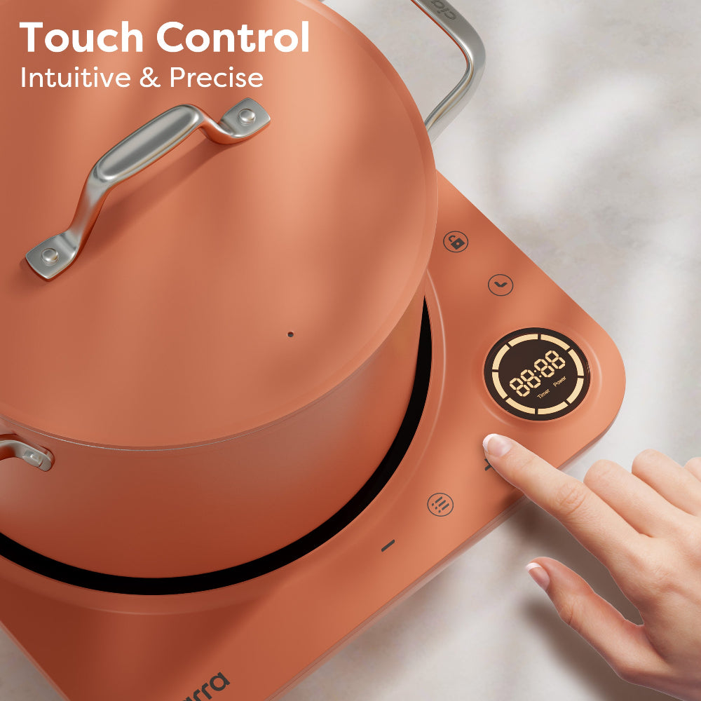 Gadgets Donut Portable Induction Cooktop, Single Electric Induction Burner with 4-Hour Timer - Orangina