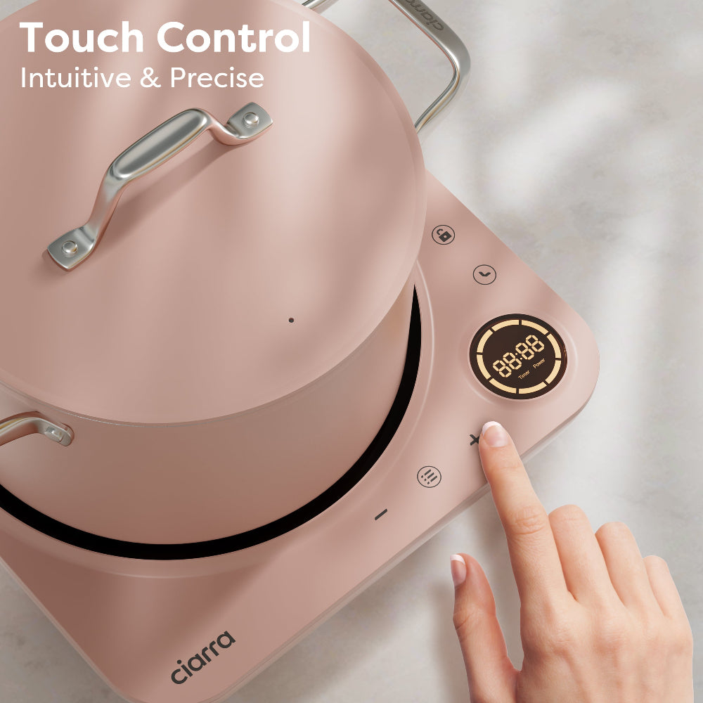 Gadgets Donut Pink Appliances Portable Induction Cooktop, Single Electric Induction Burner with 4-Hour Timer - Sakura Candy