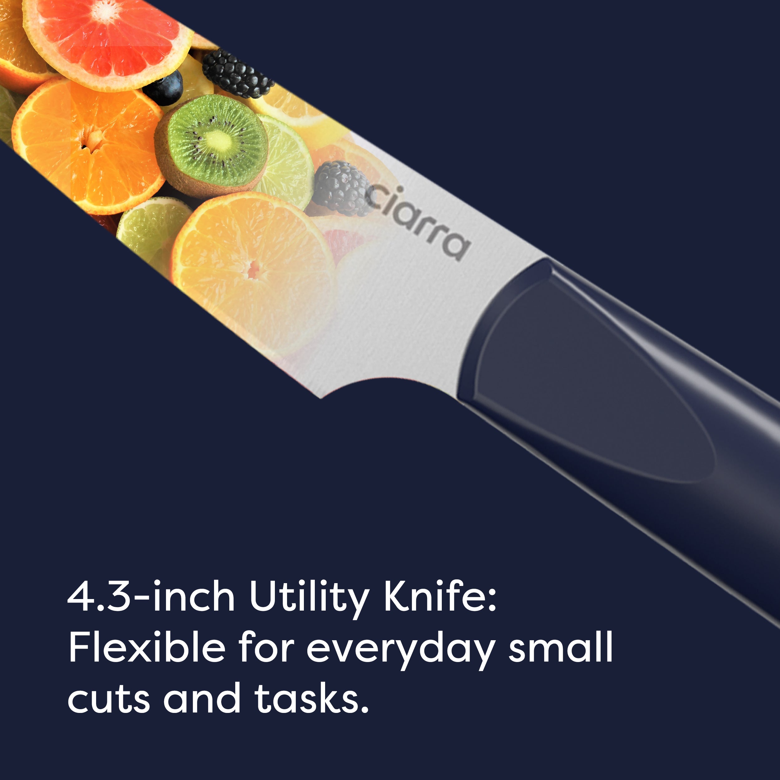 Gadgets Premium 3-Piece Beyond Trio Knife Set with Bread Knife, Chef Knife, Paring Knife, Stainless Steel Blade for Precise Cutting, Ergonomic Handles, Essential Kitchen Knife Set - Midnight Dream