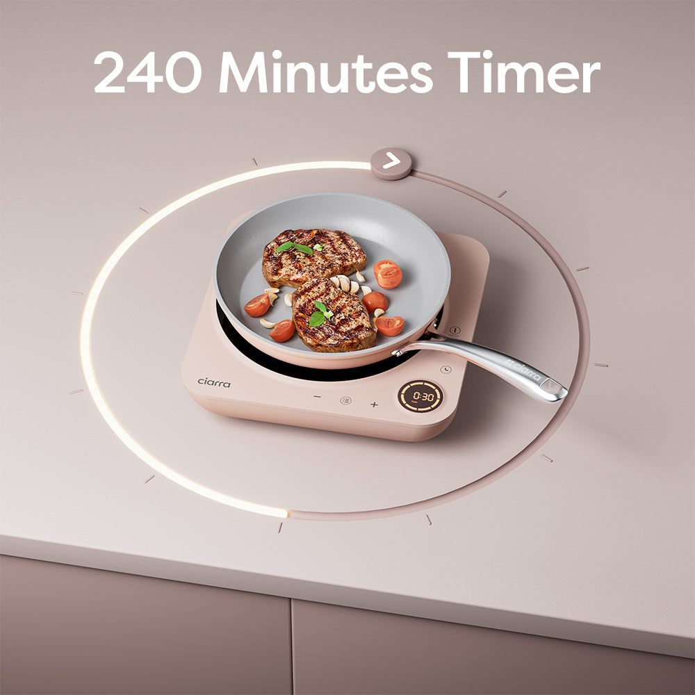 Gadgets Portable Espresso Coffee Machine & Pink Induction Cooktop Bundle, 15-Bar Coffee Maker with Smart Temp Control + Single Electric Induction Burner with 4-Hour Timer