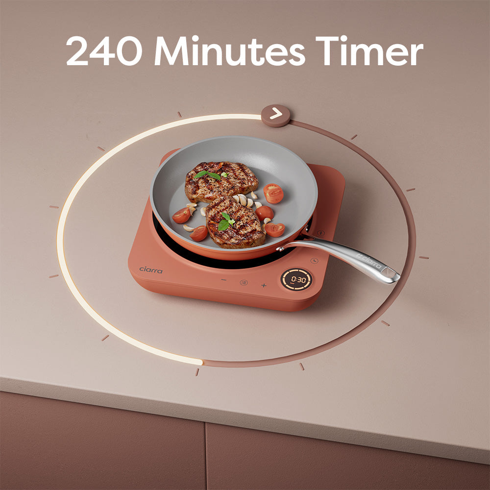 Gadgets Kitchen Cook & Go Trio: Donut-Induktionskochfeld & Dunstabzugshaube zum Mitnehmen & Bratpfanne - Orangina