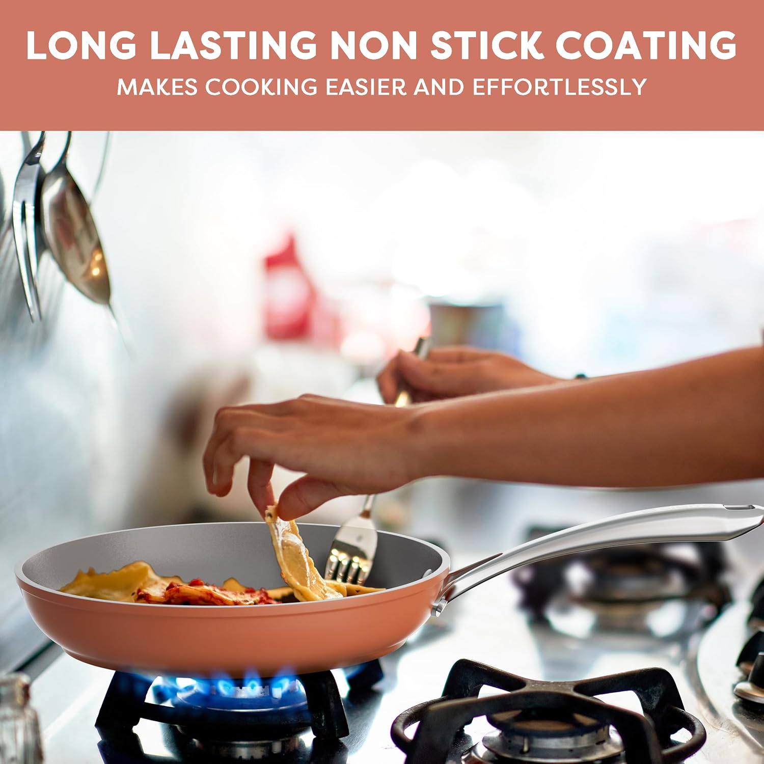 Gadgets Ceramic Nonstick Non-Toxic Frying Pan, Kitchen Induction cookware - Orangina