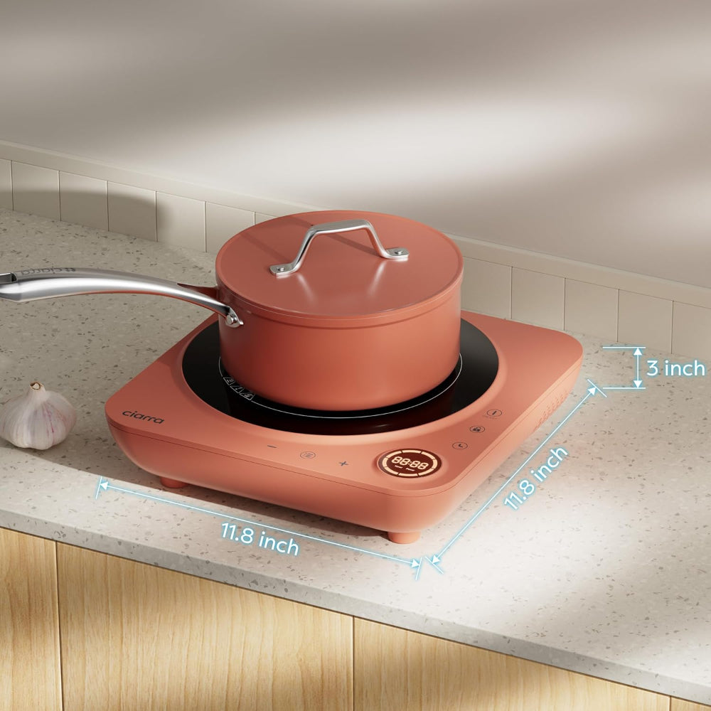 Gadgets Donut Portable Induction Cooktop, Single Electric Induction Burner with 4-Hour Timer - Orangina