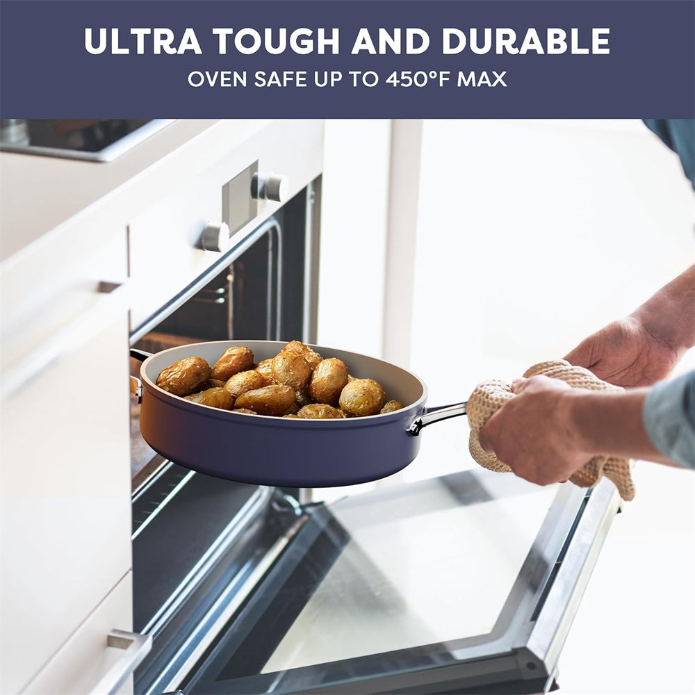 Gadgets Ceramic Nonstick Non-Toxic 4.4 QT Sauté Pan, Kitchen Cooking Pan - Midnight Dream