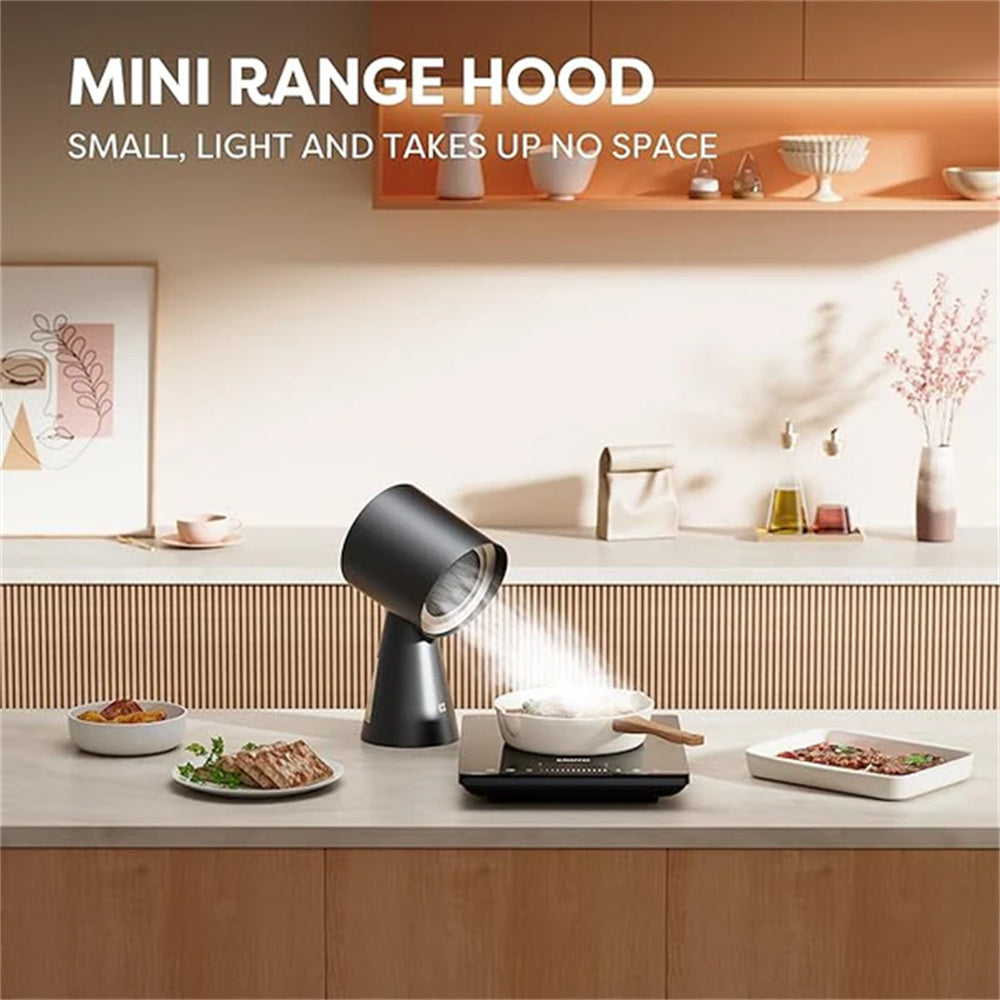 Gadgets Portable kitchen Air Cleaner, Portable Range Hood with Triple Filtration and 2-Speed Exhaust Fan - Shadow Noir