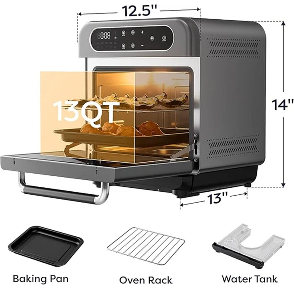 Gadgets Multifunctional Steam Air Fryer 1100W Countertop Oven, 8-In-1 Steam Oven - Ashy Cloud