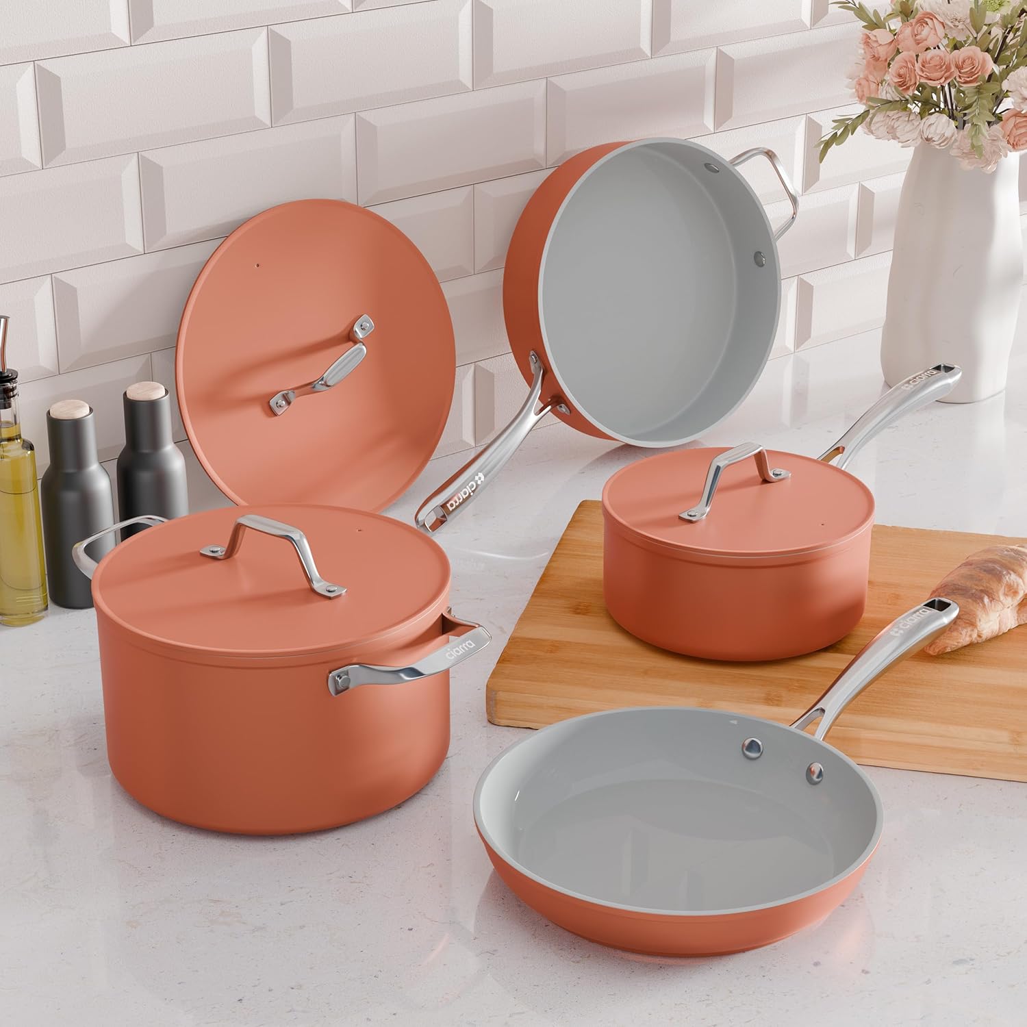 Gadgets Ceramic Nonstick Non-Toxic Frying Pan, Kitchen Induction cookware - Orangina