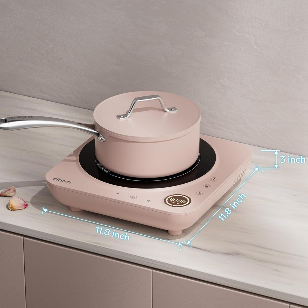 Gadgets Donut Pink Appliances Portable Induction Cooktop, Single Electric Induction Burner with 4-Hour Timer - Sakura Candy