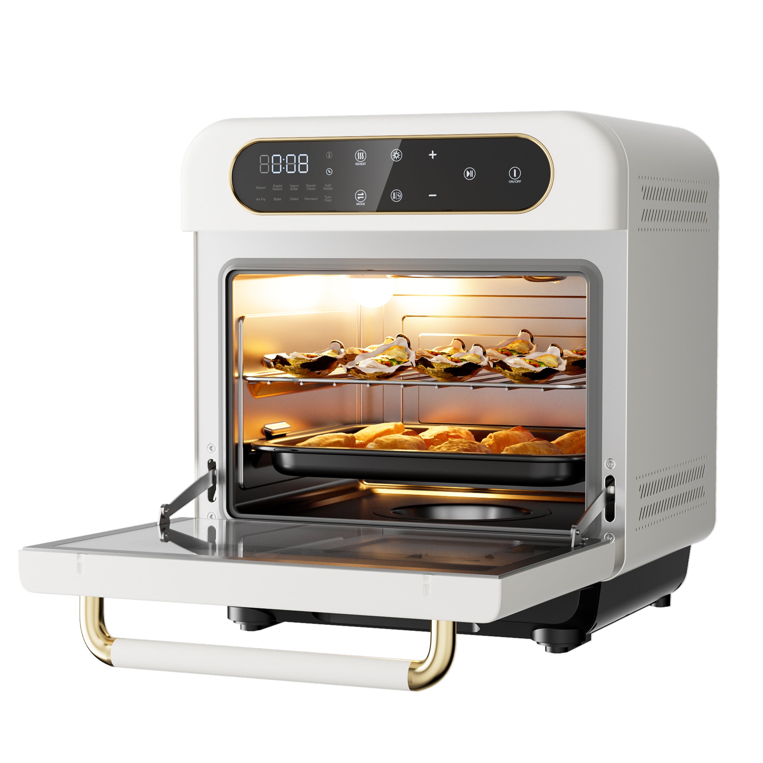 Gadgets Multifunctional Steam Air Fryer 1100W Countertop Oven, 8-In-1 Steam Oven - Ivory Mist