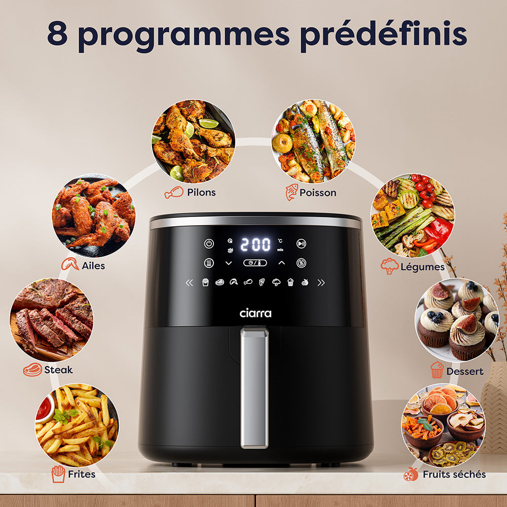 Gadgets 8-in-1 Air Fryer, 5.3 Qt Air Fryer with Nonstick and Dishwasher Safe Basket Low Fat Cooking, for Healthy & Crispy Fried Food