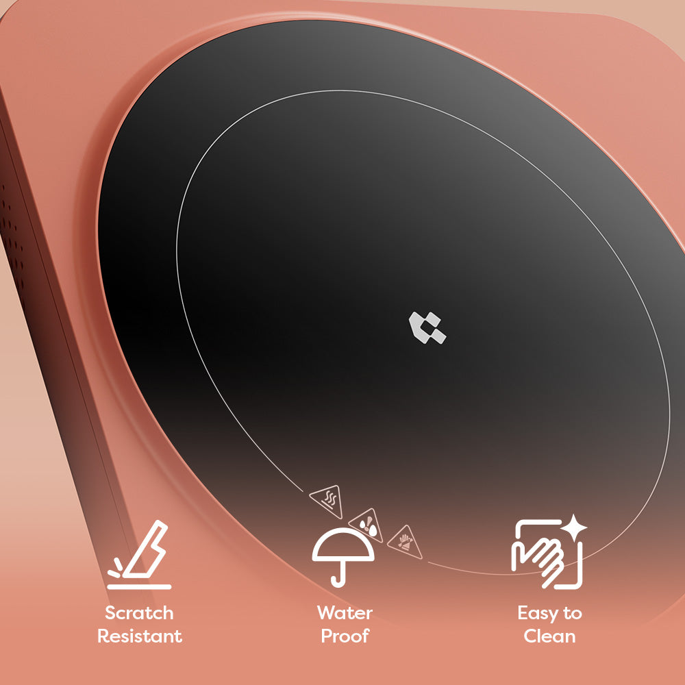 Gadgets Donut Portable Induction Cooktop, Single Electric Induction Burner with 4-Hour Timer - Orangina