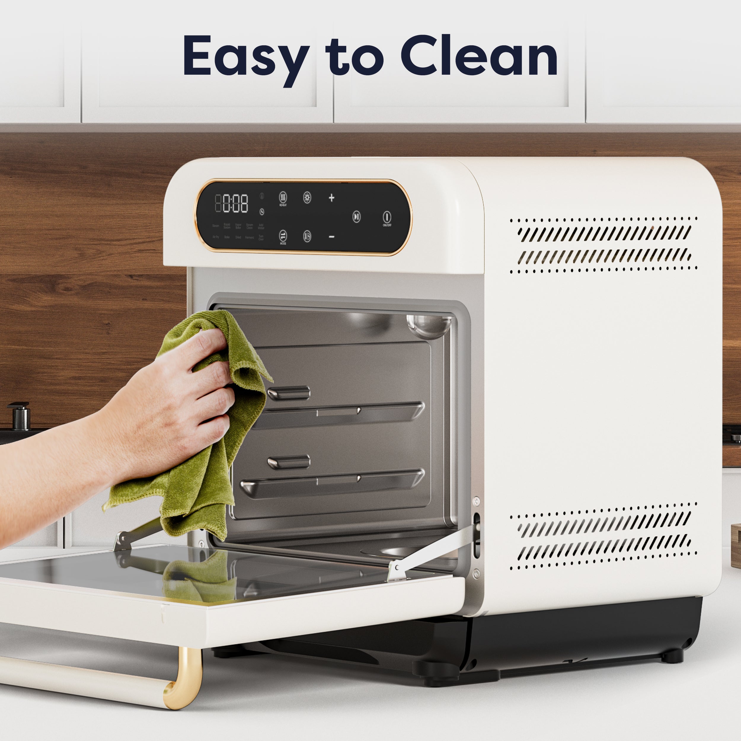Gadgets Multifunctional Steam Air Fryer 1100W Countertop Oven, 8-In-1 Steam Oven - Ivory Mist