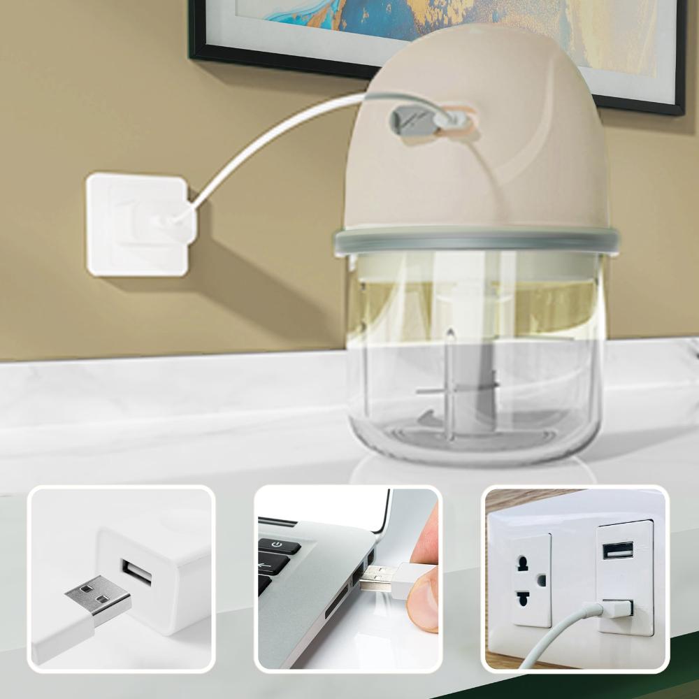 Gadgets Portable Multifunctional Wireless Electric Food Chopper, Mini Food Processor for Mincing, Chopping, Grinding, Blending and Meal Prep - Cream