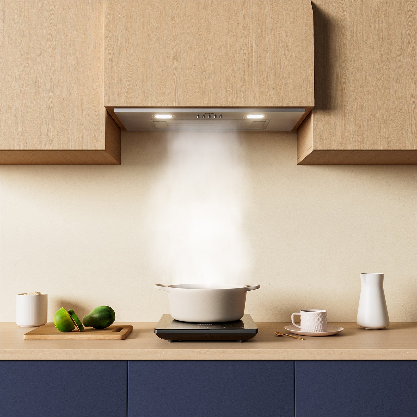 Gadgets 20 Inch Built-In Range Hood Insert, 650 CFM Ducted/Ductless Under Cabinet Vent Hood, Stainless Steel, 3-Speed Exhaust Fan, Push Button Control, LED Lighting - Silver