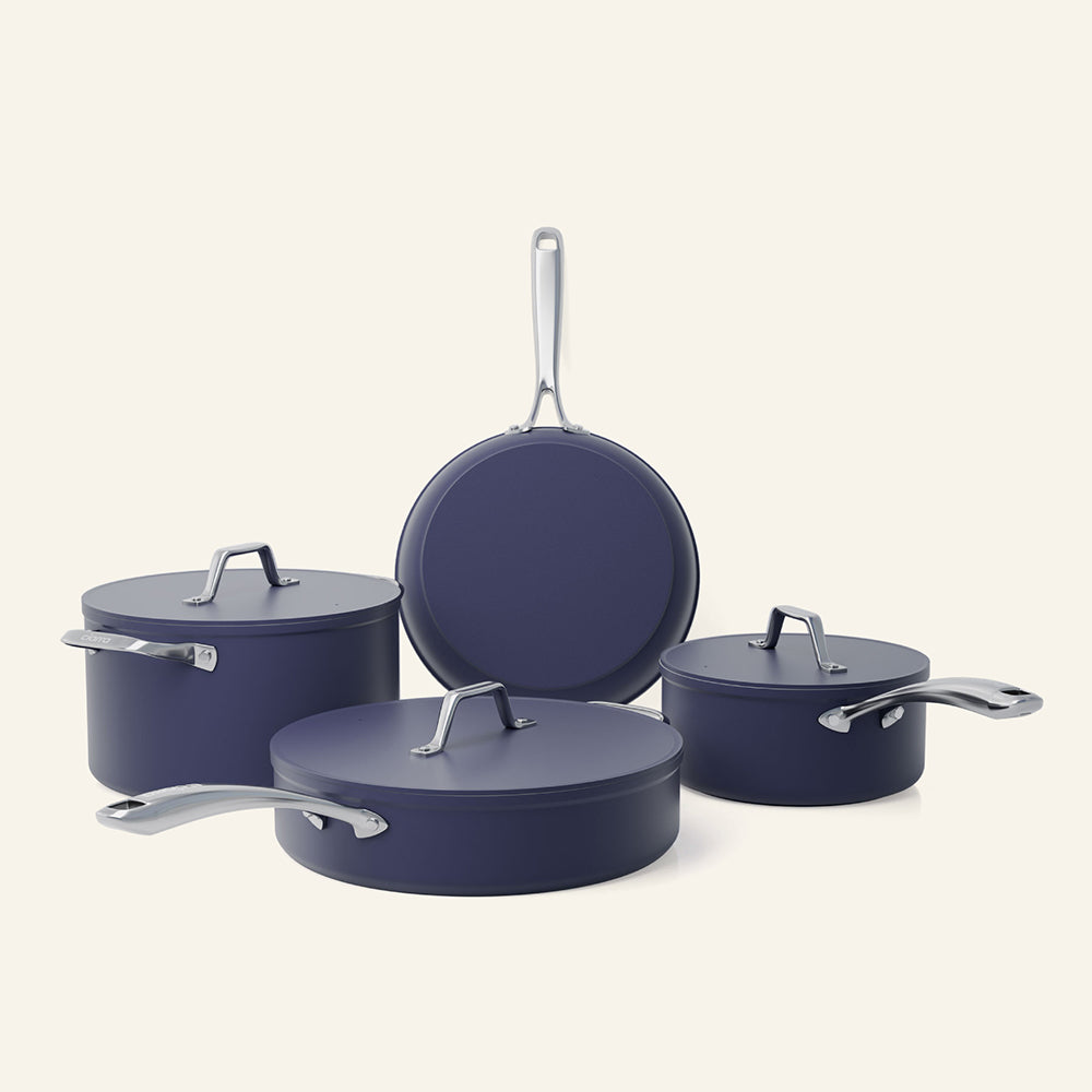 Gadgets Ceramic Nonstick Non-Toxic Induction Cookware Set (4PCS) Includes Sauce Pan, Frying Pan, Dutch Oven, and Sauté Pan - Midnight Dream